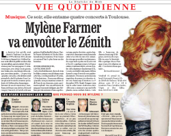 Mylène Farmer Tour 2009 Presse La Dépêche du Midi 15 mai 2009