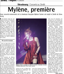 Mylène Farmer Tour 2009 Presse Les Dernières Nouvelles d'Alsace 07 juin 2009