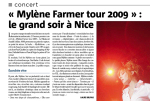 Mylène Farmer Presse Nice Matin 03 mai 2009