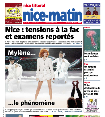 Mylène Farmer Nice Matin 29 avril 2009