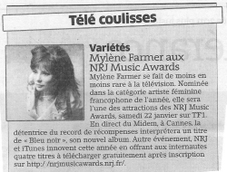 Mylène Farmer Presse L'Est Républicain 21 décembre 2010