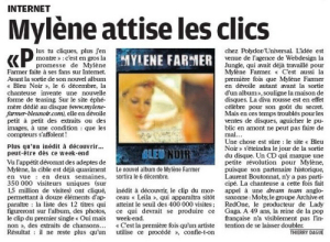 Mylène Farmer Presse Le Parisien 20 novembre 2010