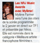 Mylène Farmer Presse Télé Magazine 03 janvier 2011