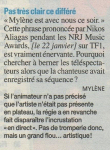 Mylène Farmer Presse TV Grandes Chaines 07 février 2011