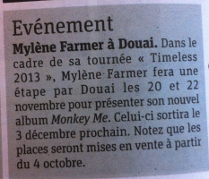 Mylène Farmer Presse Metro Lille 28 septembre 2012