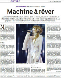 Mylène Farmer Presse Dernières Nouvelles d'Alsace 17 octobre 2013