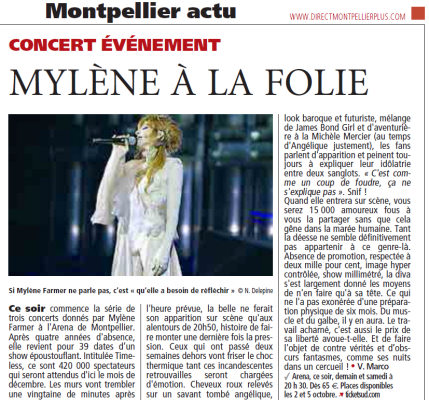 Mylène Farmer Presse Direct Matin 01er octobre 2013