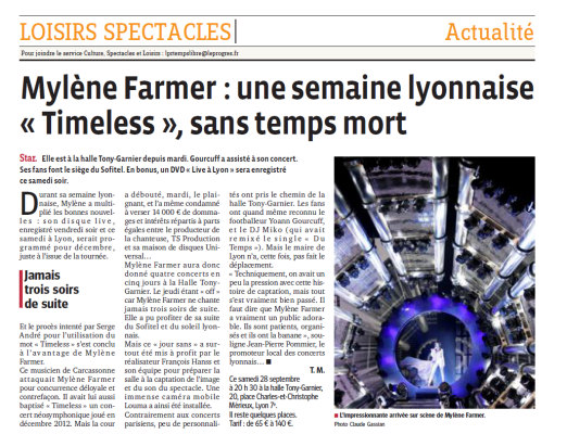 Mylène Farmer Presse Le Progrès 28 septembre 2013
