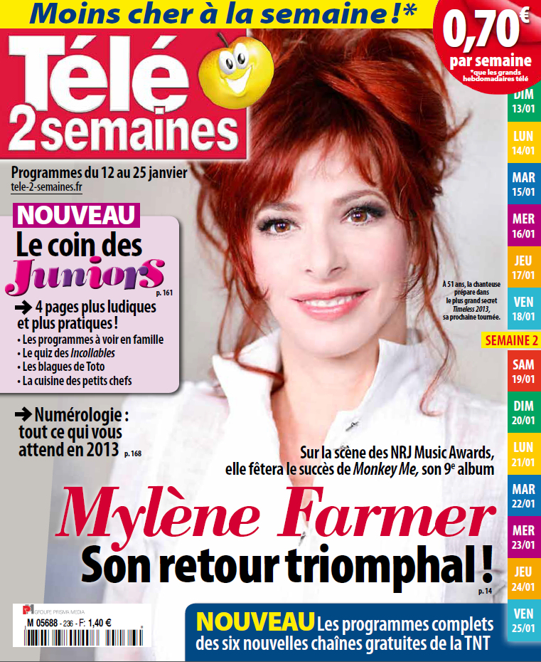 Mylène Farmer Presse Télé 2 semaines 07 janvier 2013